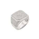 Sterling Silver Round Baguette Moissanite SZ 10 Designer Mens Ring RP 5-7/8 Cttw