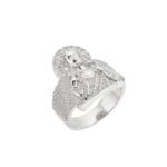 Sterling Silver Round Baguette Moissanite SZ 10 Jesus Religious Mens Ring RP 2 Cttw