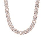 Sterling Silver Round 15mm Moissanite Round and Baguette in Centre Cuban 22 Inch Necklace RP+PP 40-1/5 Cttw