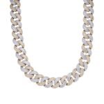 Sterling Silver Round 20mm Moissanite Round and Baguette in Centre Cuban 22 Inch Necklace RP+GP 61-3/4 Cttw