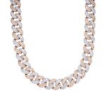 Sterling Silver Round 20mm Moissanite Round and Baguette in Centre Cuban 22 Inch Necklace RP+PP 61-3/4 Cttw