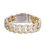 Sterling Silver Round 22mm Moissanite Miami Cuban 8.5 Inch Mosaic Setting Bracelet RP+GP 26 Cttw