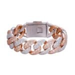 Sterling Silver Round 22mm Moissanite Miami Cuban 8.5 Inch Mosaic Setting Bracelet RP+PP 26 Cttw