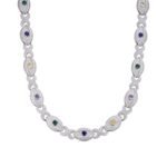 Sterling Silver Round Moissanite Infinity Eye 22 Inch Designer Necklace Multicolor 38-1/2 Cttw