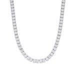 Sterling Silver 7mm Round Baguette Moissanite 20 Inch Designer Necklace RP 23-1/2 Cttw