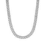 Sterling Silver 10mm Round Moissanite 1 Row Cuban 20 Inch Necklace RP 19-7/8 Cttw