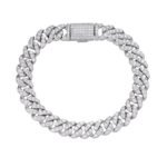 Sterling Silver 10mm Round Moissanite 1 Row Cuban 8 Inch Bracelet RP 8-1/4 Cttw