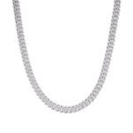 Sterling Silver 8mm Round Moissanite Cuban 20 Inch Necklace RP 8-1/3 Cttw