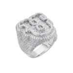Sterling Silver Round Baugette Moissanite Albhabet U letter Initial SZ 10 Mens Ring RP 6-1/2 Cttw