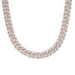 Sterling Silver 12mm Round Moissanite Cuban 22 Inch Mens Necklace RP+PP 18-7/8 Cttw