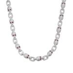 Sterling Silver Round Moissanite With Red Eyes Skull 22 Inch Necklace RP 30-3/4 Cttw