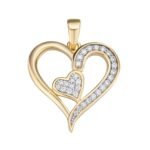 Sterling Silver Round Moissanite Double Heart Designer Pendant RP+GP 1/4 Cttw