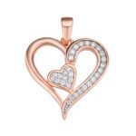 Sterling Silver Round Moissanite Double Heart Designer Pendant RP+PP 1/4 Cttw