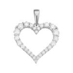 Sterling Silver Round Moissanite Single Row Heart Designer Pendant RP 1-1/4 Cttw