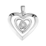 Sterling Silver Round Moissanite Solitaire Heart Designer Pendant RP 1/10 Cttw