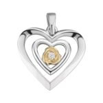 Sterling Silver Round Moissanite Solitaire Heart Designer Pendant RP+GP 1/10 Cttw