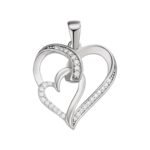 Sterling Silver Round Moissanite Double Heart Infinity Designer Pendant RP 1/6 Cttw