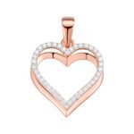 Sterling Silver Round Moissanite Double Row Heart Designer Pendant RP+PP 1/5 Cttw