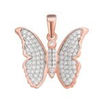 Sterling Silver Round Moissanite Butterfly Animal Pendant RP+PP 3/4 Cttw