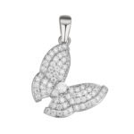 Sterling Silver Round Moissanite Butterfly Animal Pendant RP 3/4 Cttw