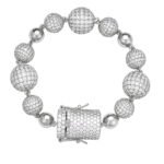 S.Silver Round Moissanite Bead Ball Designer Chain 8.5 Inch Mens Bracelet RP 45-3/4 Cttw
