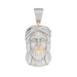 Sterling Silver Round Moissanite Jesus Religious Pendant RP+GP 7-1/2 Cttw