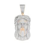 Sterling Silver Round Moissanite Jesus Religious Pendant RP+GP 15 Cttw