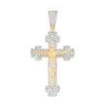 Sterling Silver Round Moissanite Cross Religious Pendant RP+GP 5-1/2 Cttw