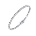 10K White Gold 3mm Round Cvd Diamond 8 Inch Tennis Bracelet 6-1/3 Cttw