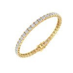 10K Yellow Gold 4mm Round Cvd Diamond 8 Inch Tennis Bracelet 11-1/2 Cttw