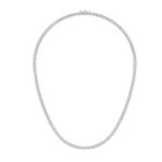 10K White Gold 4mm Round Cvd Diamond 22 Inch Tennis Necklace 32-3/8 Cttw