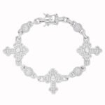 Sterling Silver Round Baguette Moissanite Cross Religious 8 Inch Bracelet RP 10-1/6 Cttw