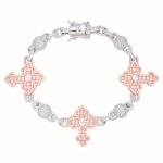 Sterling Silver Round Baguette Moissanite Cross Religious 8 Inch Bracelet RP+PP 10-1/6 Cttw