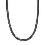 Sterling Silver 8mm Round Black Moissanite Miami Cuban Chain 22 Inch Mens Necklace BP+BP 13-3/4 Cttw