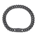 Sterling Silver 8mm Round Black Moissanite Miami Cuban 8 Inch Mens Bracelet BP+BP 5 Cttw