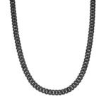 Sterling Silver 10mm Round Black Moissanite Miami Cuban Chain 22 Inch Mens Necklace BP+BP 13-5/8 Cttw
