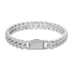 Sterling Silver Moissanite 10mm Cuban Bracelet 8 Inch RP 5-1/10 Cttw