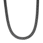 Sterling Silver 12mm Round Black Moissanite Miami Cuban Chain 22 Inch Mens Necklace BP+BP 19-5/8 Cttw