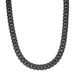 Sterling Silver 15mm Round Black Moissanite Miami Cuban Chain 22 Inch Mens Necklace BP+BP 27-1/3 Cttw