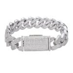 Sterling Silver Moissanite18mm Miami Cuban 8.5 Inch Mens Bracelet RP 17-1/3 Cttw
