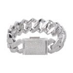 Sterling Silver Moissanite 23mm Miami Cuban 8 Inch Mens Bracelet RP 22 Cttw