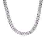 Sterling Silver Moissanite 13mm Square Cuban Chain 22 Inch Necklace RP 18-1/4 Cttw