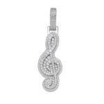 Sterling Silver Moissanite Music Note Symbol Pendant 1-5/8 Cttw RP