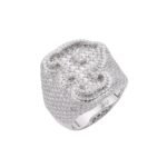 Sterling Silver Round Baugette Moissanite Albhabet P letter Initial SZ 10 Mens Ring RP 6-7/8 Cttw