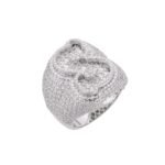 Sterling Silver Round Baugette Moissanite Albhabet S letter Initial SZ 10 Mens Ring RP 7-3/8 Cttw