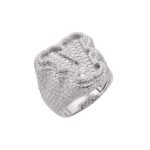 Sterling Silver Round Baugette Moissanite Albhabet V letter Initial SZ 10 Mens Ring RP 7-1/2 Cttw