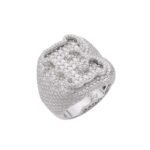 Sterling Silver Round Baugette Moissanite Albhabet E letter Initial SZ 10 Mens Ring RP 7-1/4 Cttw