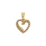 10K Yellow Gold Round Diamond Open Heart Pendant 1/10 Cttw