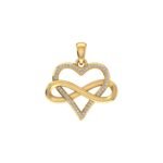 10K Yellow Gold Round Diamond Heart Shape Infinity Pendant 1/10 Cttw