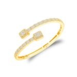 Sterling Silver Moissanite Round & Baguette Bangle Bracelet GP 3 Cttw